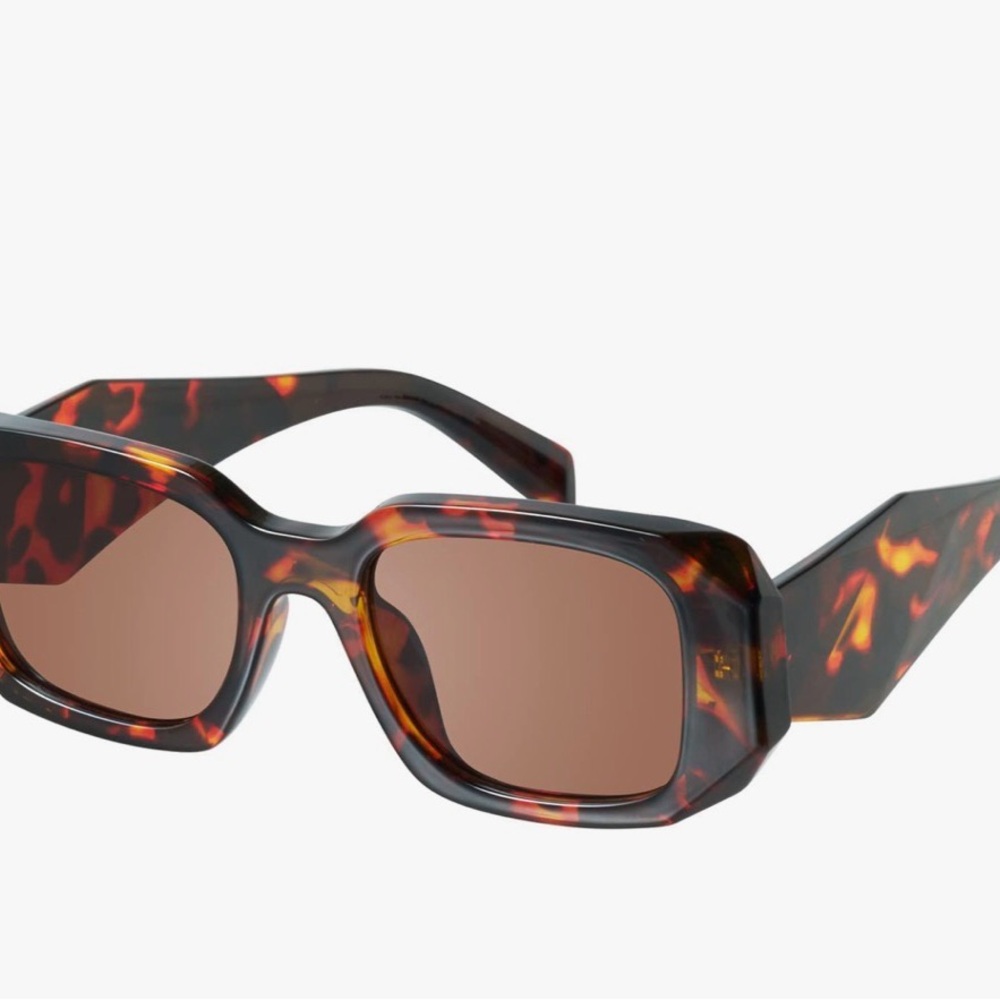 Tortoiseshell Rectangular Women's Sunglasses - Br… - image 2